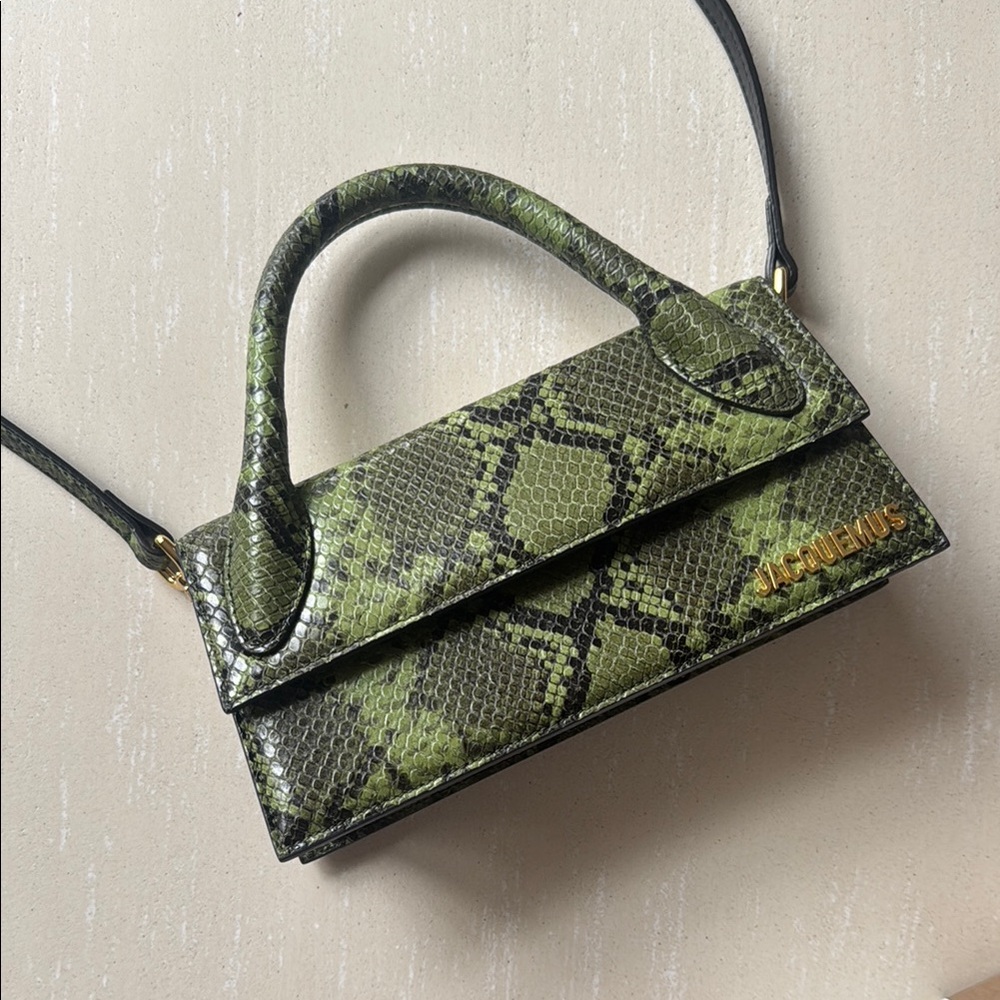 Jacquemus Green Snake Print Purse